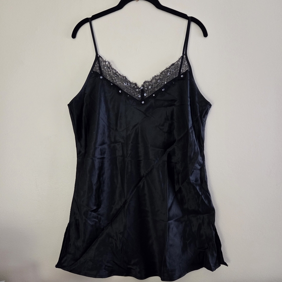 Metro 7 Other - Metro 7 100% Silk Chemise Slip Lace Sequins Rhinestones